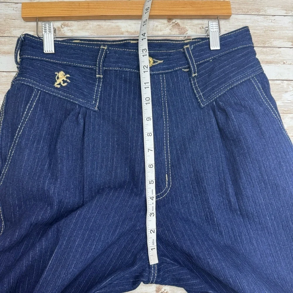 Vintage Braxton Stretch Velvet Stripe Gathered Jeans 16 Super High Rise